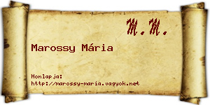 Marossy Mária névjegykártya
