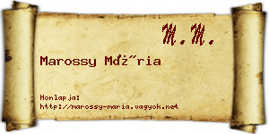 Marossy Mária névjegykártya